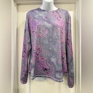 Silver Bait 🎣 Long Sleeve Swirled Fishing 🎣 Shirt Size Large